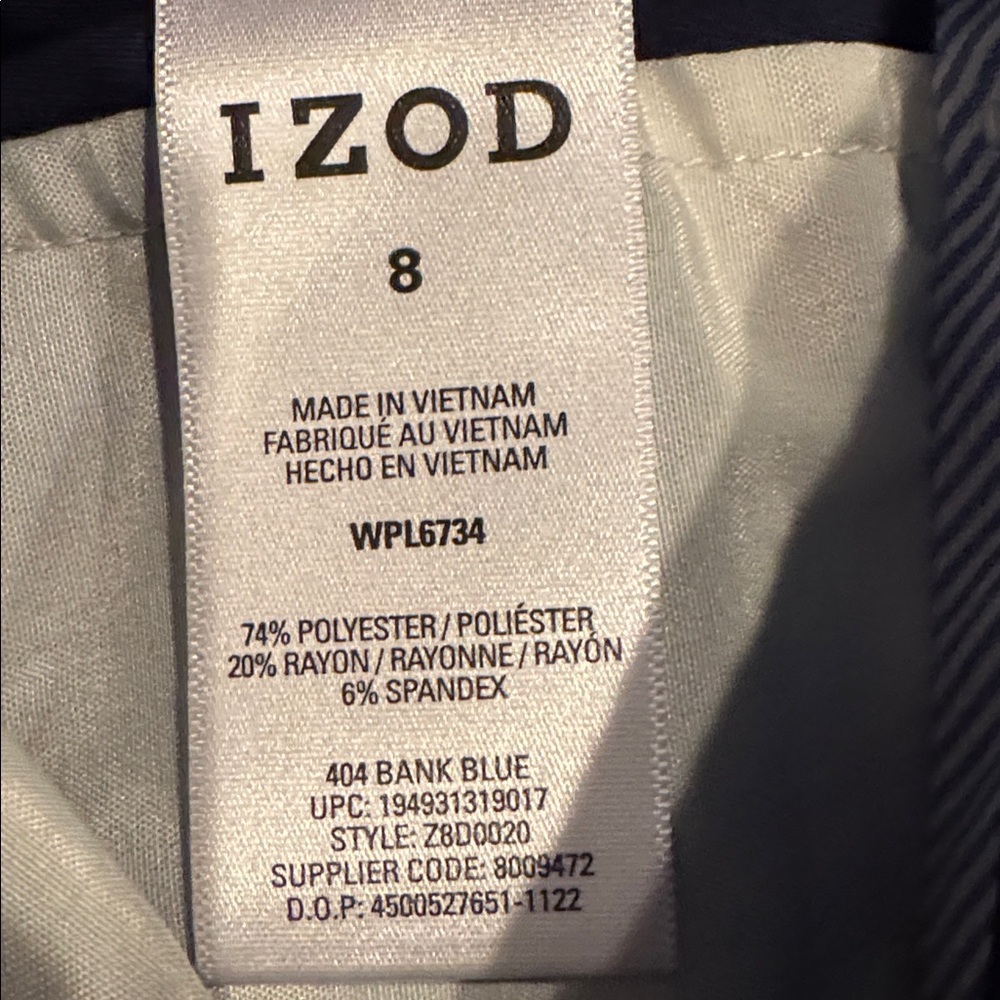 💜3/$15 IZOD Boys Navy Blue Flat Front Dress Pants, Size 8 - Picture 8 of 8